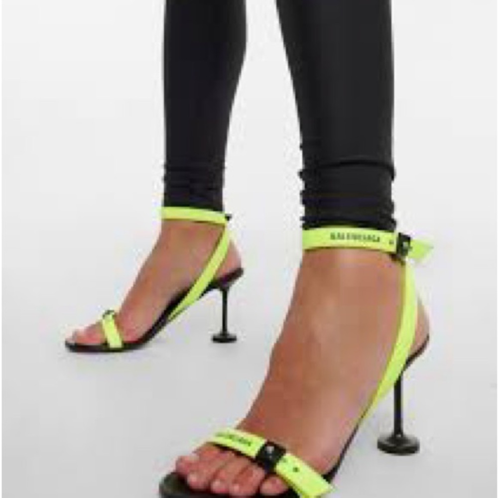 Balenciaga Yellow and Black Heels with Sculptural Design, Made in Italy